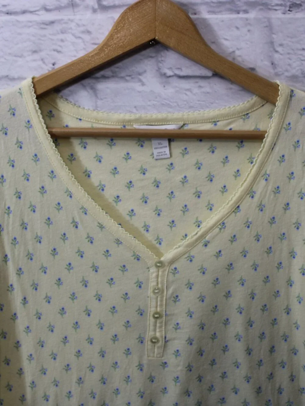 Charter Club Cotton Floral Yellow Shortsleeve Pajama Loungewear Top Extra Large